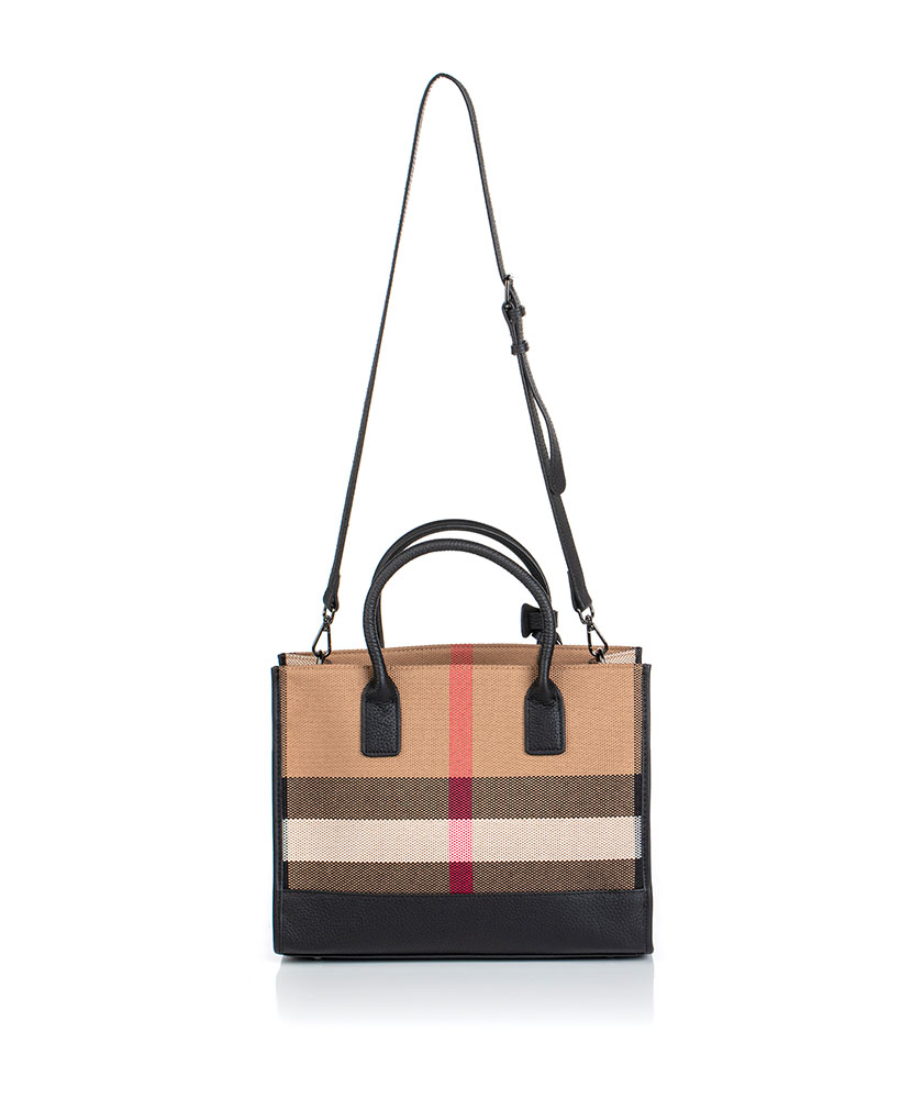 Striped Leather Tote Bag